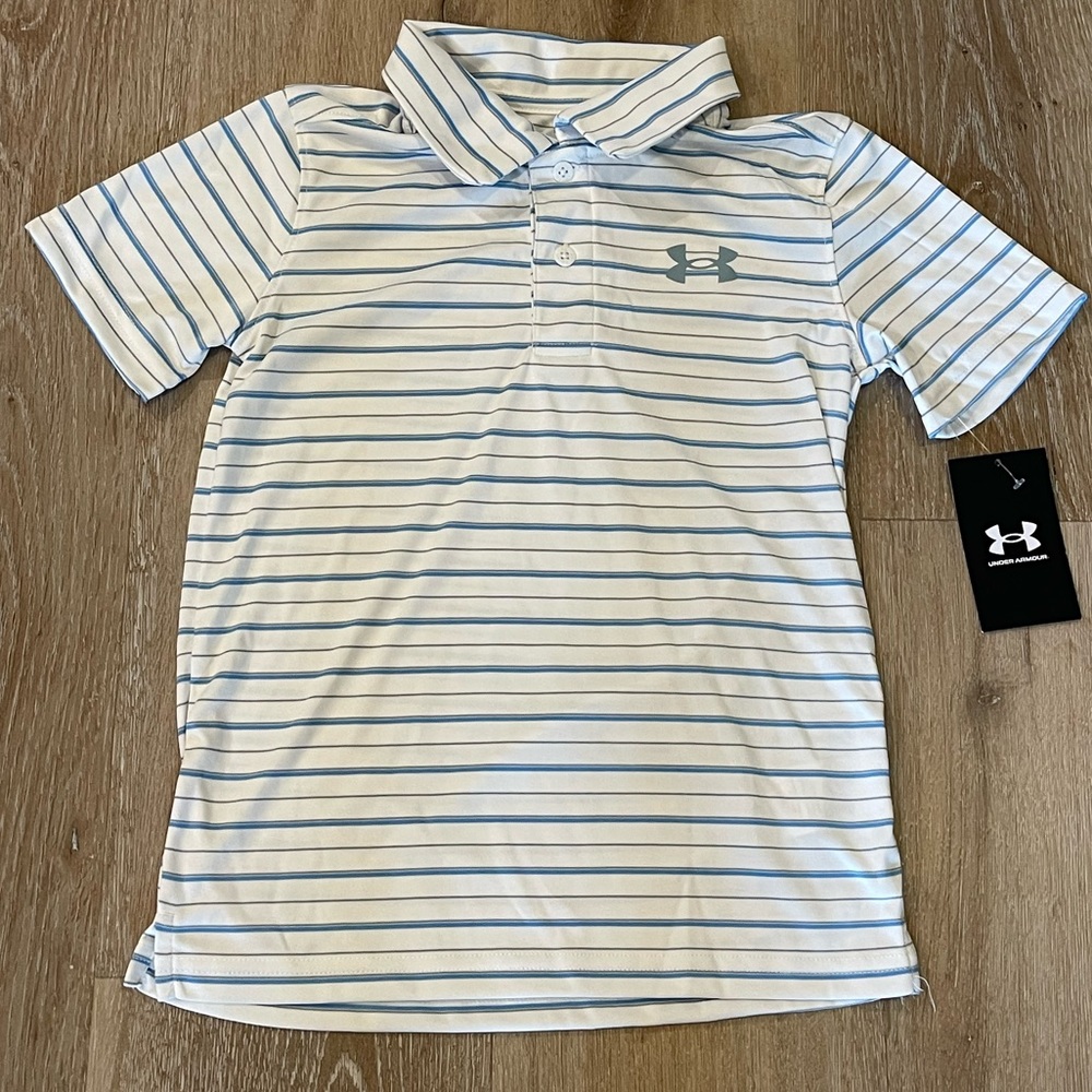 NWT Boys' Under Armour Matchplay Stripe Short Sleeve Polo Size 7
